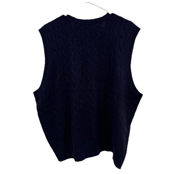 Men’s Polo Ralph Lauren Cable Knit‎ Vest 100% Cashmere XXL 2XL Blue Vneck - Picture 2 of 9